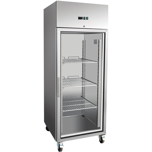600lt Commercial Refrigerator Stainless Steel Upright cabinet Single glass door GN2/1 Ventilated cooling | Stalwart DA-R600VGLAS