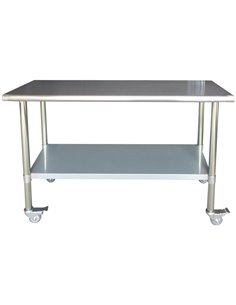 Commercial Mobile Work table Stainless steel Bottom shelf 1200x750x900mm | Stalwart DA-WTG750X1200C