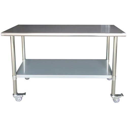 Commercial Mobile Work table Stainless steel Bottom shelf 1200x750x900mm | Stalwart DA-WTG750X1200C
