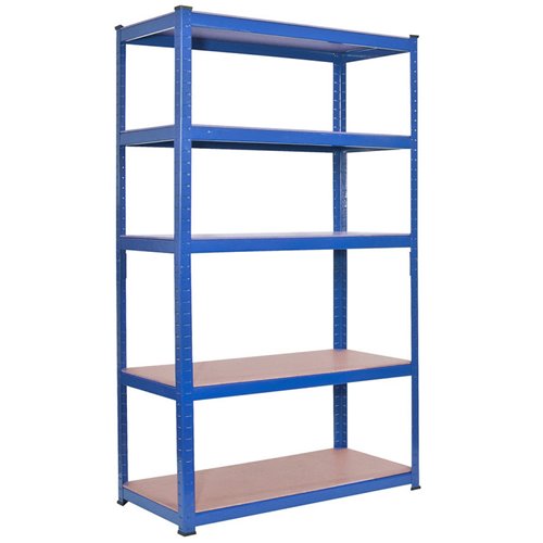 Commercial Blue Heavy Duty Shelving Unit 5 Shelves 875kg Loading Capacity 700x300x1500mm | Stalwart DA-SP17515CBLUE