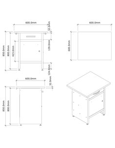 Professional Grey and Black Workshop Workbench with 30mm Wooden Desktop, Drawer and Lockable Door 600x600x850mm | Stalwart DA-TC 2