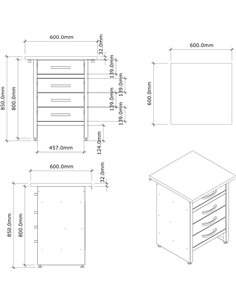 Professional Grey and Black Workshop Drawer Workbench with 30mm Wooden Desktop 600x600x850mm | Stalwart DA-TC005 2