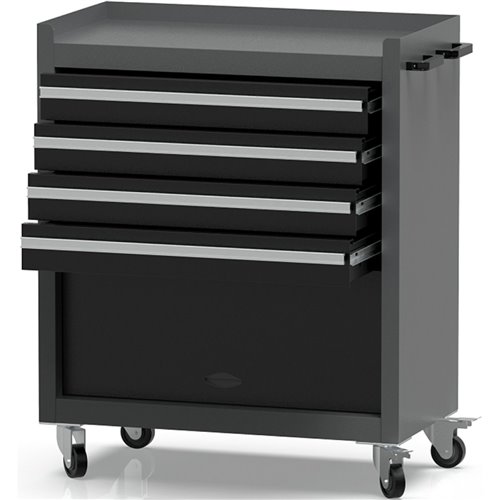 Professional Grey and Black Tool Drawer Cabinet with 4 Drawers and Locker Design 616x330x760mm | Stalwart DA-TC027