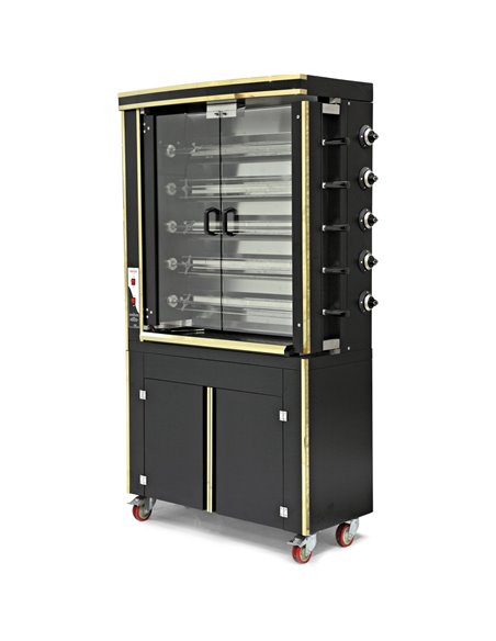 Commercial Chicken Rotisserie Oven with Neutral Cabinet Electric 5 Spit 30 Chickens | Stalwart DA-PLS5EE