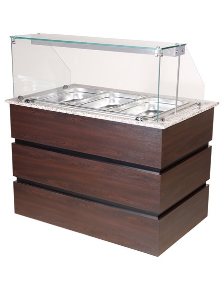 Professional Bain Marie Showcase 3xGN1/1 with Wooden Panels | Stalwart DA-CMB711