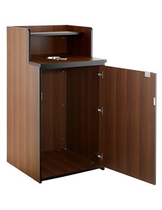 Waste Bin Enclosure Cabinet with Drop hole and Tray shelf 625x605x1210mm Walnut | Stalwart DA-GSLJ0003W