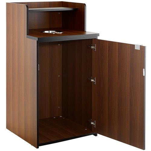 Waste Bin Enclosure Cabinet with Drop hole and Tray shelf 625x605x1210mm Walnut | Stalwart DA-GSLJ0003W