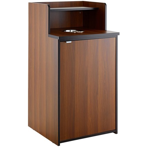 Waste Bin Enclosure Cabinet with Drop hole and Tray shelf 625x605x1210mm Walnut | Stalwart DA-GSLJ0003W