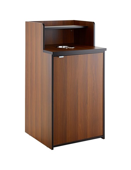 Waste Bin Enclosure Cabinet with Drop hole and Tray shelf 625x605x1210mm Walnut | Stalwart DA-GSLJ0003W