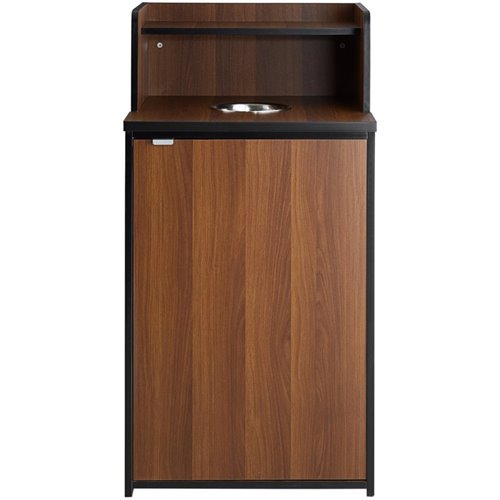 Waste Bin Enclosure Cabinet with Drop hole and Tray shelf 625x605x1210mm Walnut | Stalwart DA-GSLJ0003W