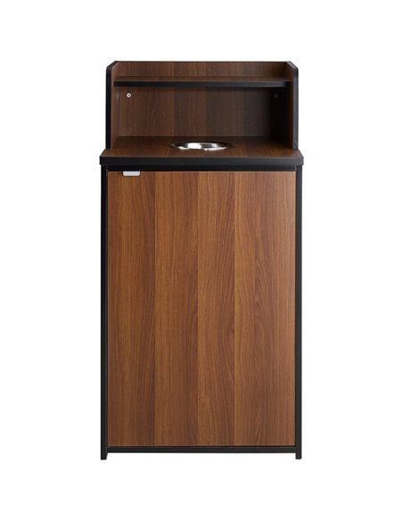 Waste Bin Enclosure Cabinet with Drop hole and Tray shelf 625x605x1210mm Walnut | Stalwart DA-GSLJ0003W