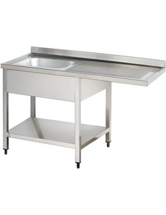 Commercial Sink for dishwashers 1 bowl Left Bottom shelf Splashback 1200mm Depth 700mm | Stalwart DA-VSH127LBS