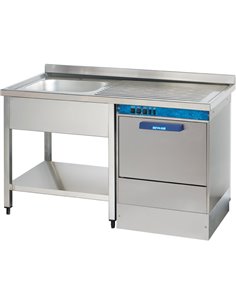 Commercial Sink for dishwashers 1 bowl Left Bottom shelf Splashback 1200mm Depth 700mm | Stalwart DA-VSH127LBS 2