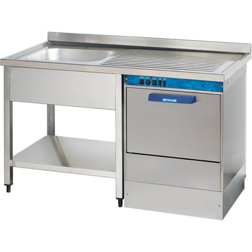 Commercial Sink for dishwashers 1 bowl Left Bottom shelf Splashback 1200mm Depth 700mm | Stalwart DA-VSH127LBS