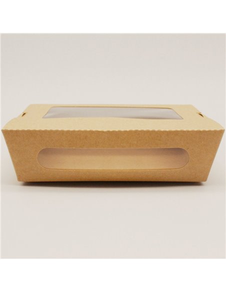 300pcs Kraft Salad Box with window 900ml PE | Stalwart DA-KSBWINDOW900