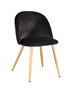 Velvet Dining Chair Black &amp Wood | Stalwart DA-WW095