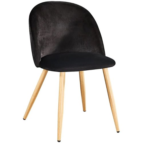 Velvet Dining Chair Black &amp Wood | Stalwart DA-WW095