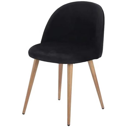 Velvet Dining Chair Black &amp Wood | Stalwart DA-WW095