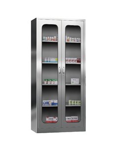 Commercial Stainless Steel Cabinet 2 Glass Doors 900x400x1800mm | Stalwart DA-MYSLC01