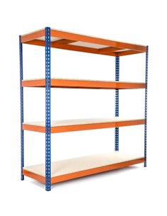Industrial Shelving Unit Heavy duty 2440x610x1980mm 4 shelves 400kg/shelf Powder coated steel | Stalwart DA-TY6102440