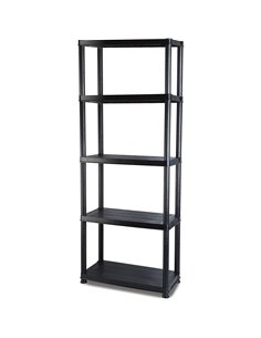 Professional Plastic Shelving Unit 5 tier Black 600x300x1735mm | Stalwart DA-P5T 2