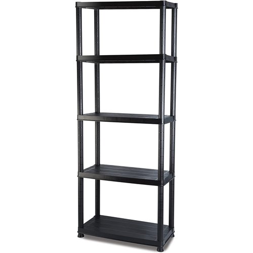 Professional Plastic Shelving Unit 5 tier Black 600x300x1735mm | Stalwart DA-P5T