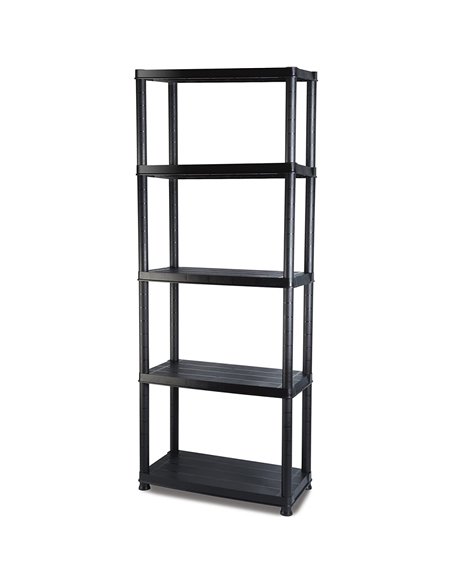 Professional Plastic Shelving Unit 5 tier Black 600x300x1735mm | Stalwart DA-P5T