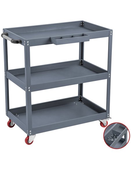 3 Tier Trolley Cart 750x355x730mm Steel | Stalwart DA-TC3