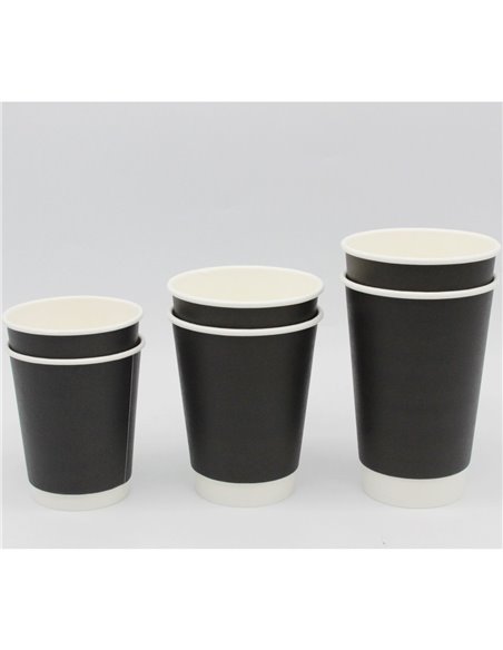500pcs Compostable Coffee Cups Double wall 12oz/355ml Black | Stalwart DA-BDW12OZ
