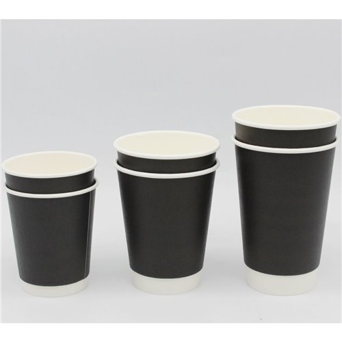 500pcs Compostable Coffee Cups Double wall 16oz/473ml Black | Stalwart DA-BDW16OZ
