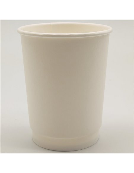 500pcs Compostable Coffee Cups Double wall 8oz/237ml White | Stalwart DA-WHDW8OZ