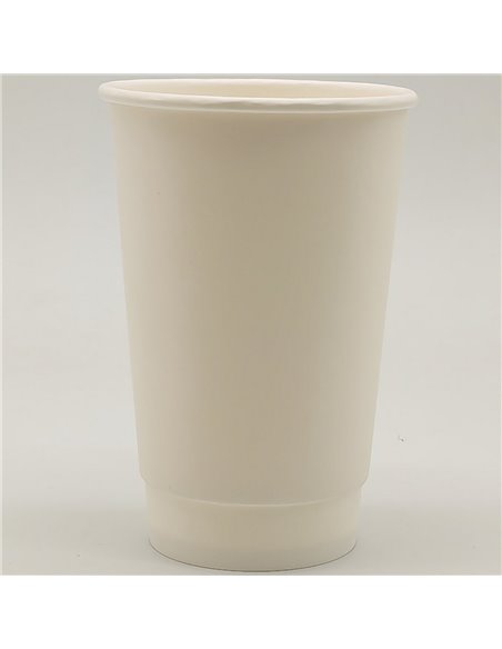 500pcs Compostable Coffee Cups Double wall 16oz/473ml White | Stalwart DA-WHDW16OZ