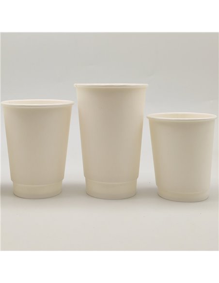 500pcs Compostable Coffee Cups Double wall 16oz/473ml White | Stalwart DA-WHDW16OZ