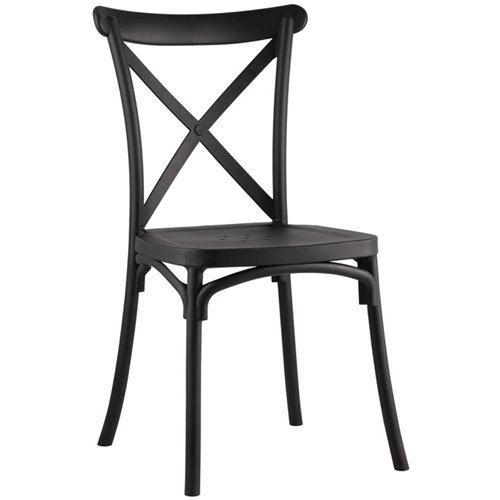 Bistro Dining Chair Cross Back PP/Fiberglass Black | Stalwart DA-WW050