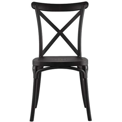Bistro Dining Chair Cross Back PP/Fiberglass Black | Stalwart DA-WW050