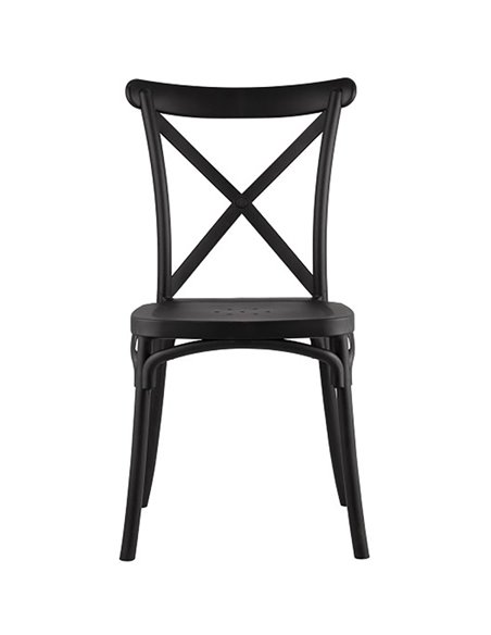 Bistro Dining Chair Cross Back PP/Fiberglass Black | Stalwart DA-WW050