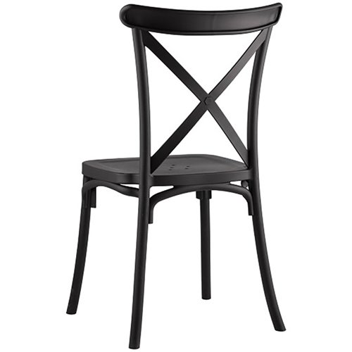 Bistro Dining Chair Cross Back PP/Fiberglass Black | Stalwart DA-WW050