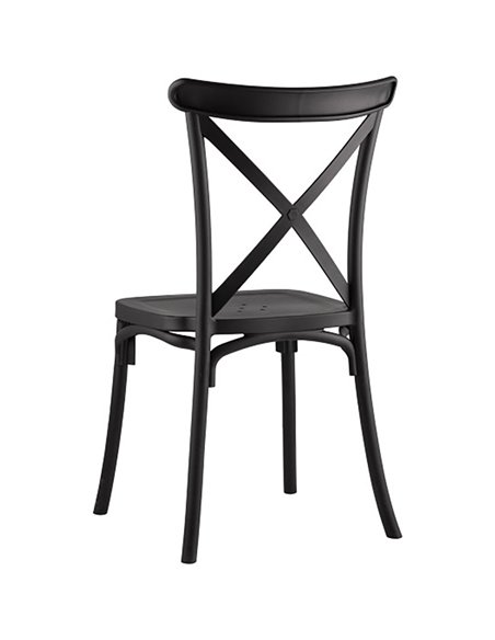 Bistro Dining Chair Cross Back PP/Fiberglass Black | Stalwart DA-WW050