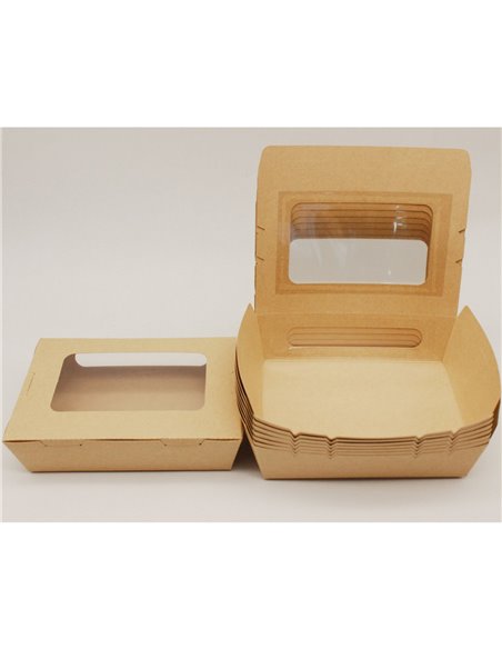 300pcs Kraft Salad Box with window 330ml PE | Stalwart DA-KSBWINDOW330