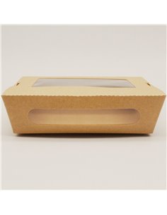 300pcs Kraft Salad Box with window 600ml PE | Stalwart DA-KSBWINDOW600