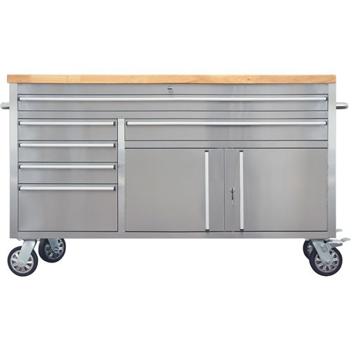 Professional Stainless Steel Rolling Tool Cabinet 2 door 6 drawers 1644x482x904mm | Stalwart DA-602038AS