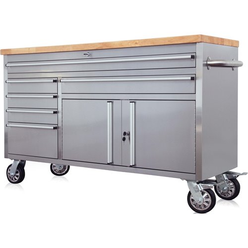 Professional Stainless Steel Rolling Tool Cabinet 2 door 6 drawers 1644x482x904mm | Stalwart DA-602038AS