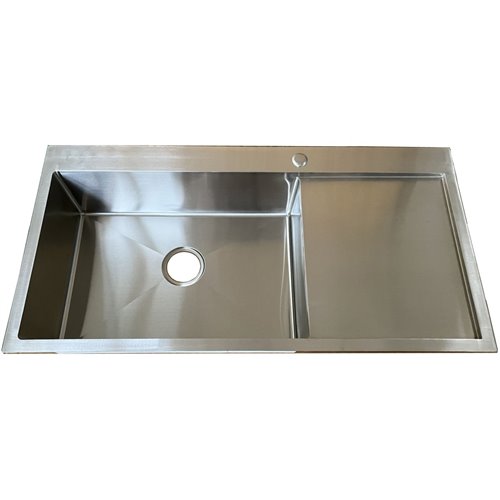 Overmount Single Basin Sink Stainless Steel with drainboard 1000x510x175mm | Stalwart DA-CHMS10051