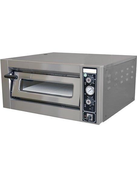 Single Deck Electric Pizza Oven 230V Premium Thermometer 680x680mm Capacity 4 pizzas at 13&quot | Stalwart DA-PBT1680