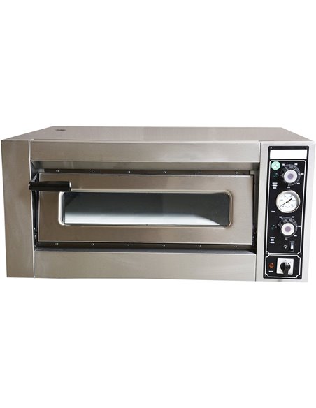 Single Deck Electric Pizza Oven 230V Premium Thermometer 680x680mm Capacity 4 pizzas at 13&quot | Stalwart DA-PBT1680