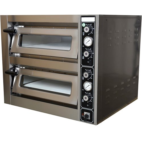 Double Deck Electric Pizza Oven 230V Premium Thermometer 620x620mm Capacity 8 pizzas at 12&quot | Stalwart DA-PBT2620