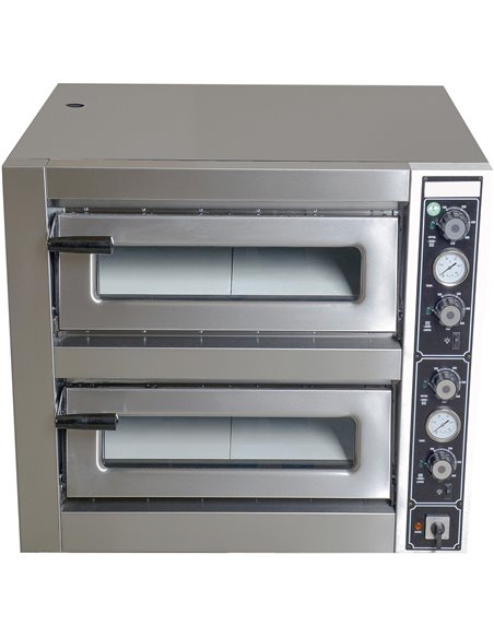 Double Deck Electric Pizza Oven 230V Premium Thermometer 620x620mm Capacity 8 pizzas at 12&quot | Stalwart DA-PBT2620