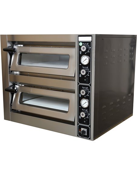 Double Deck Electric Pizza Oven 230V Premium Thermometer 680x680mm Capacity 8 pizzas at 13&quot | Stalwart DA-PBT2680