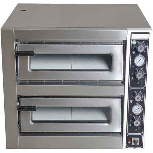 Double Deck Electric Pizza Oven 230V Premium Thermometer 680x680mm Capacity 8 pizzas at 13&quot | Stalwart DA-PBT2680