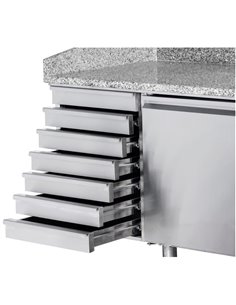 Refrigerated pizza preparation table 2 door 7 neutral drawers | Stalwart DA-THPZ2610TN 2